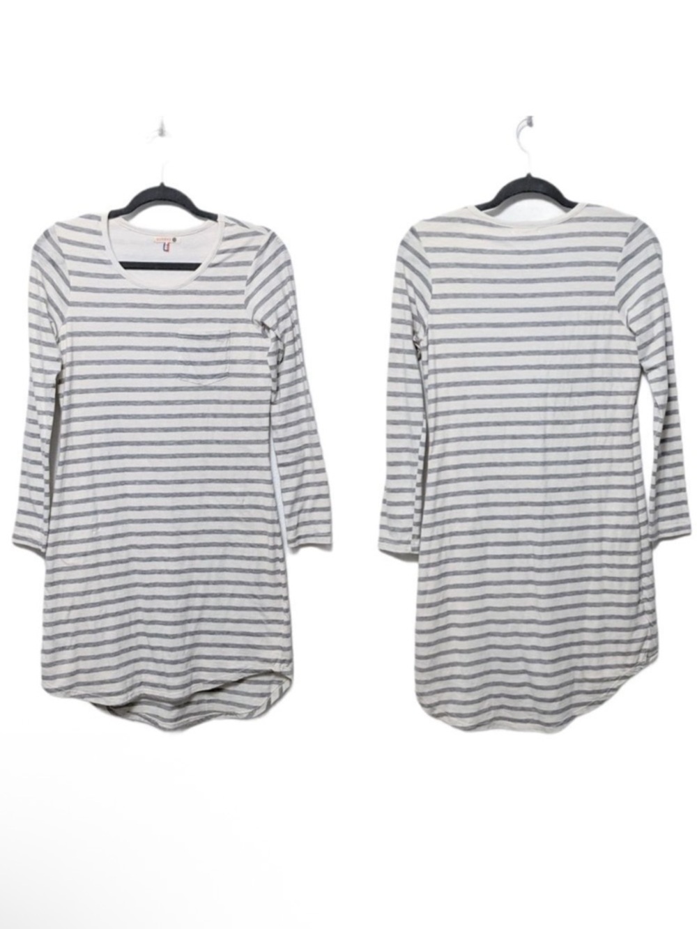 SUNDRY Gray Striped Long Sleeve Soft Shirtdress S